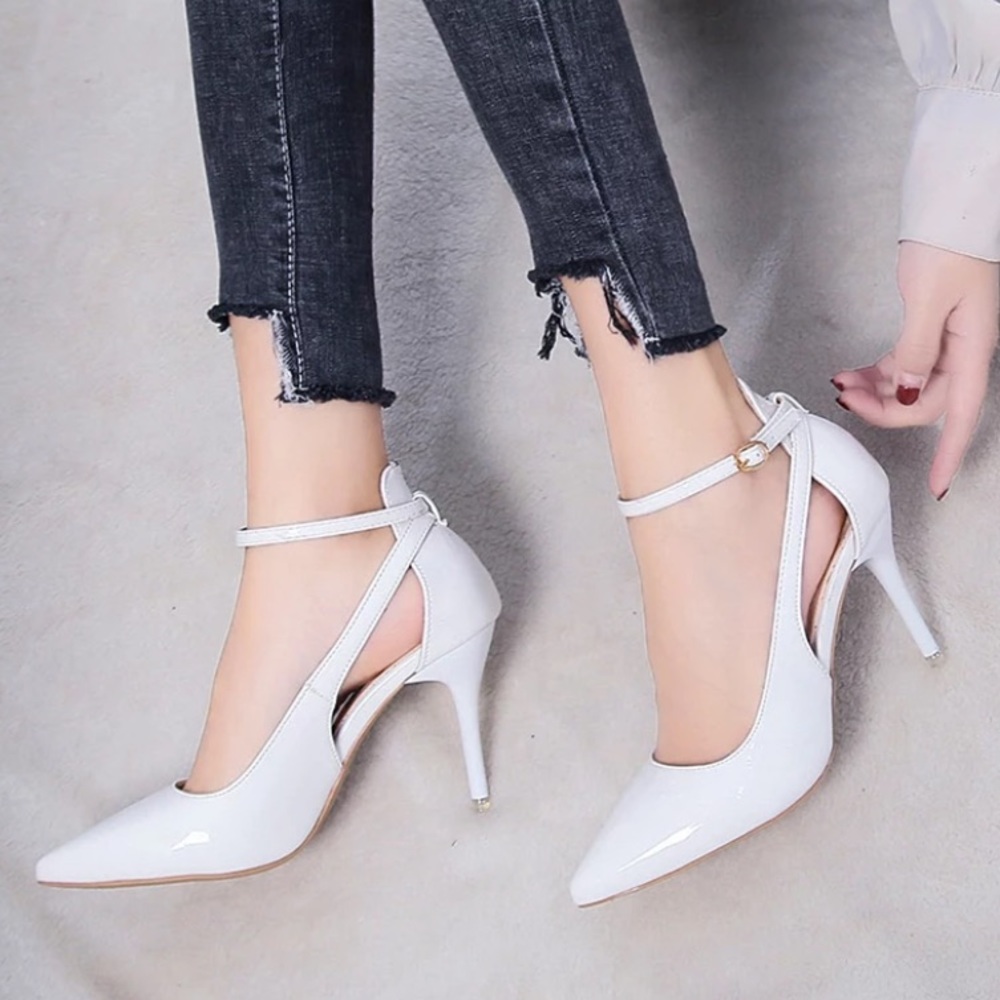 White Pointy Heels Sandals